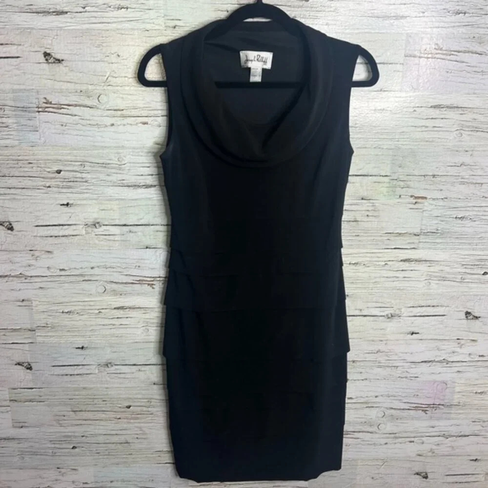 Joseph ribkoff  black dress collar midi size 4